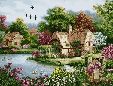 نخ و نقشه تابلو فرش طرح منظره   (کد A20-799) طبیعت