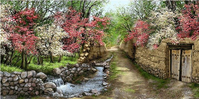 نخ و نقشه تابلو فرش طرح منظره   (کد A21-544) طبیعت
