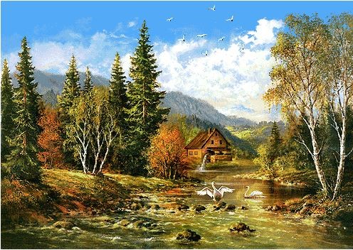 نخ و نقشه تابلو فرش طرح منظره   (کد A21-755) طبیعت