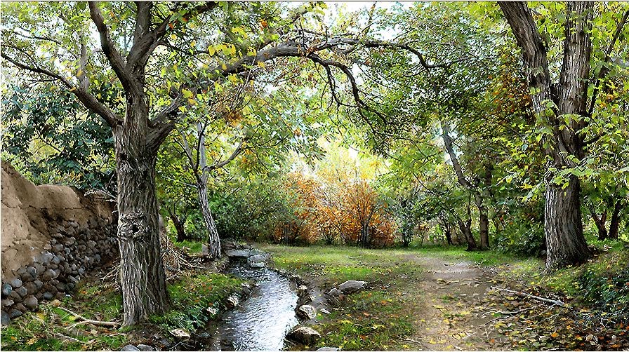 نخ و نقشه تابلو فرش طرح منظره   (کد A23-200) طبیعت