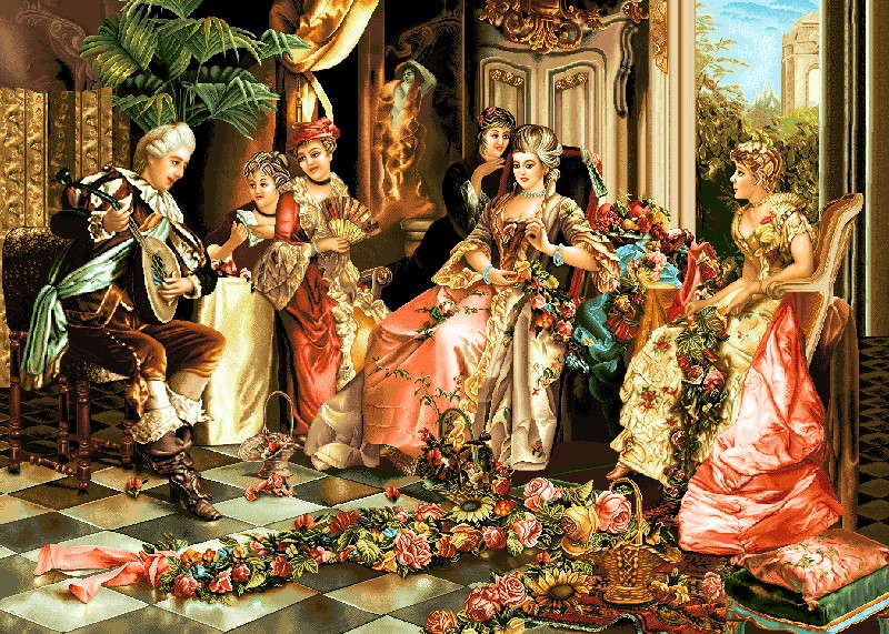 نخ و نقشه تابلو فرش طرح گلریزان( 202-4  M )