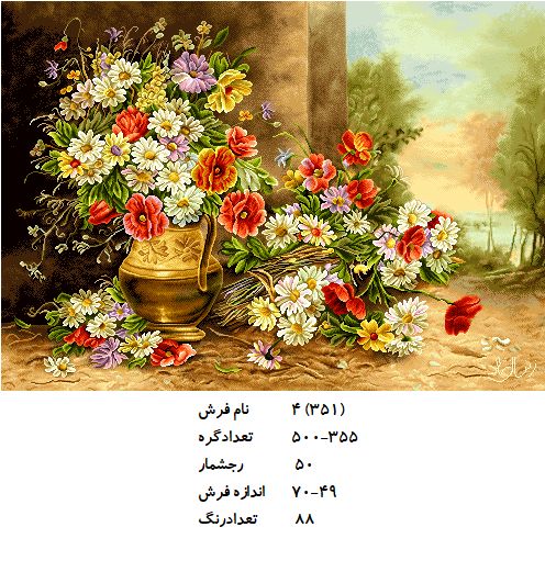 نخ و نقشه تابلو فرش طرح  گل (کد H4-351 )