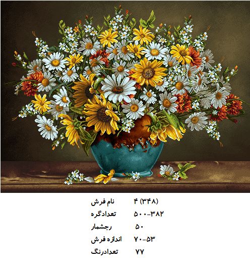نخ و نقشه تابلو فرش طرح  گل (کد H4-348 )