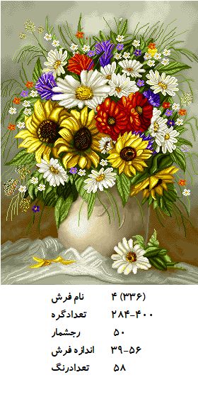 نخ و نقشه تابلو فرش طرح  گل (کد H4-336 )