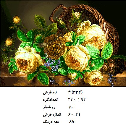 نخ و نقشه تابلو فرش طرح  گل (کد H4-332 )