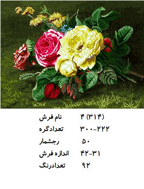 نخ و نقشه تابلو فرش طرح  گل (کد H4-314 )