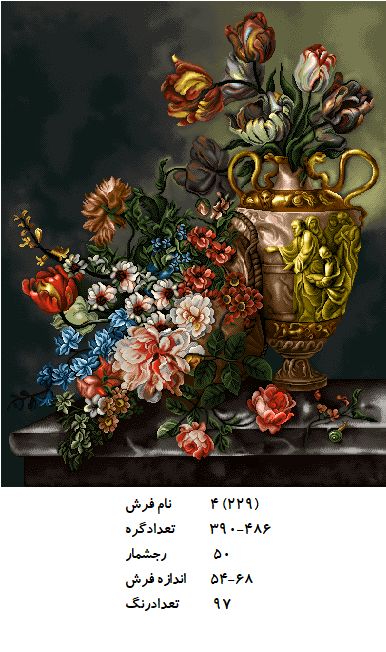 نخ و نقشه تابلو فرش طرح  گل (کد H4-229 )