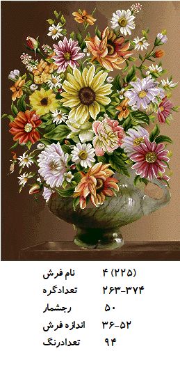 نخ و نقشه تابلو فرش طرح  گل (کد H4-225 )