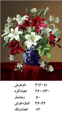نخ و نقشه تابلو فرش طرح  گل (کد H4-208 )