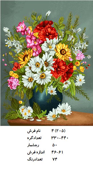 نخ و نقشه تابلو فرش طرح  گل (کد H4-205 )