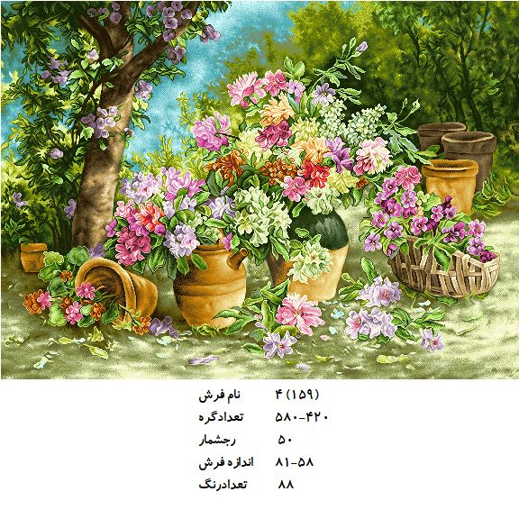 نخ و نقشه تابلو فرش طرح  گل (کد H4-159 )