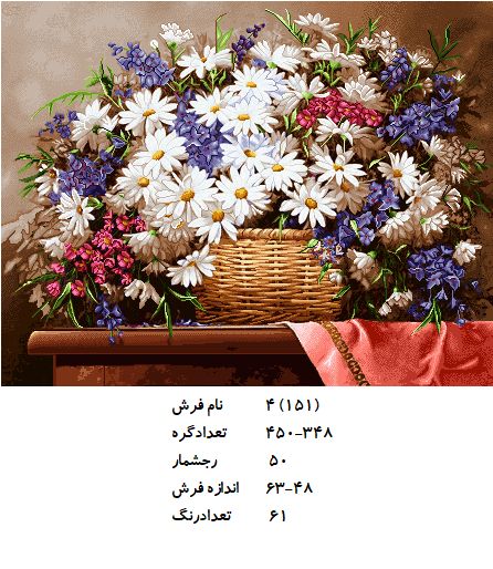 نخ و نقشه تابلو فرش طرح  گل (کد H4-151 )