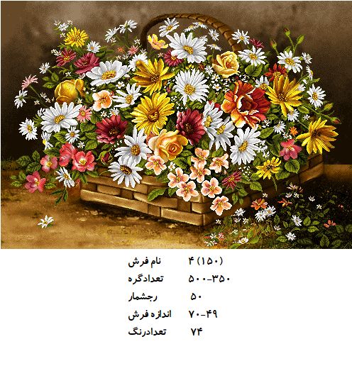 نخ و نقشه تابلو فرش طرح  گل (کد H4-150 )