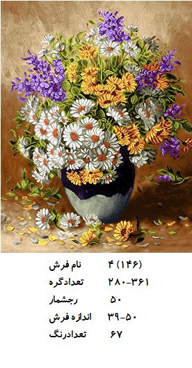 نخ و نقشه تابلو فرش طرح  گل (کد H4-146 )