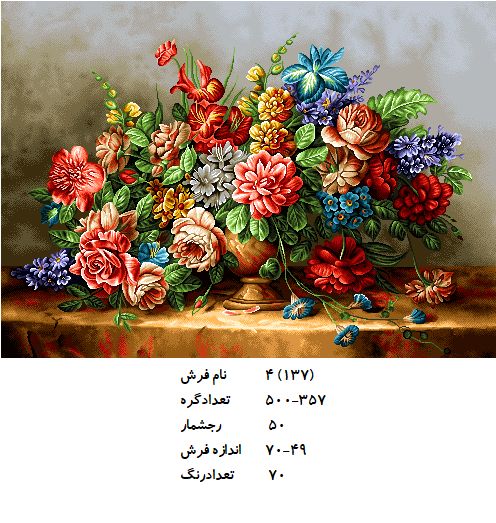 نخ و نقشه تابلو فرش طرح  گل (کد H4-137 )