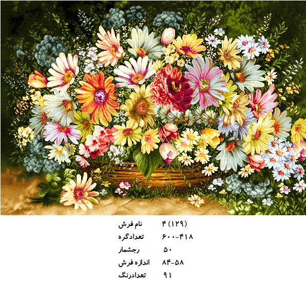 نخ و نقشه تابلو فرش طرح  گل (کد H4-129 )