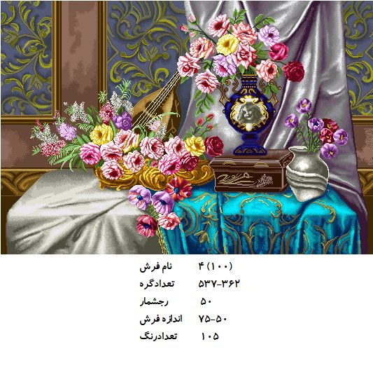 نخ و نقشه تابلو فرش طرح  گل (کد H4-100 )