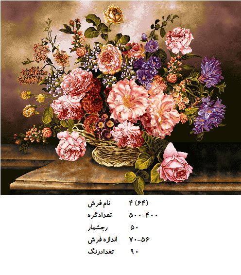 نخ و نقشه تابلو فرش طرح  گل (کد H4-64 )