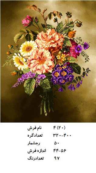 نخ و نقشه تابلو فرش طرح  گل (کد H4-20 )