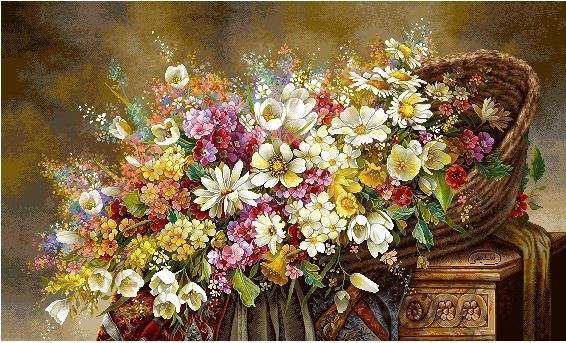 نخ و نقشه تابلو فرش طرح    (کد A25-455) گل و گلدان