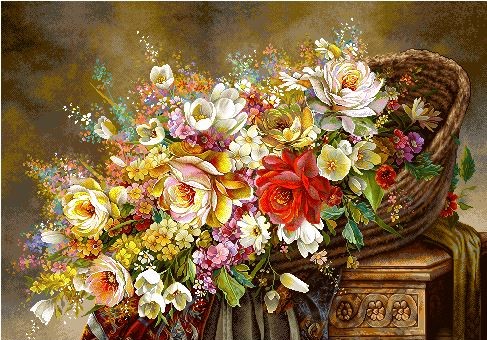 نخ و نقشه تابلو فرش طرح    (کد A25-399) گل و گلدان