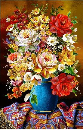 نخ و نقشه تابلو فرش طرح    (کد A25-344) گل و گلدان