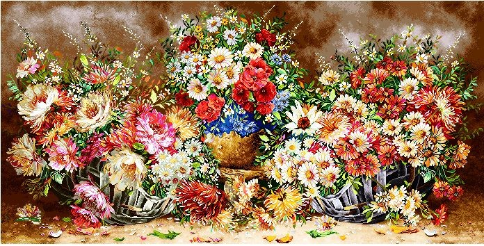 نخ و نقشه تابلو فرش طرح    (کد A24-044) گل و گلدان