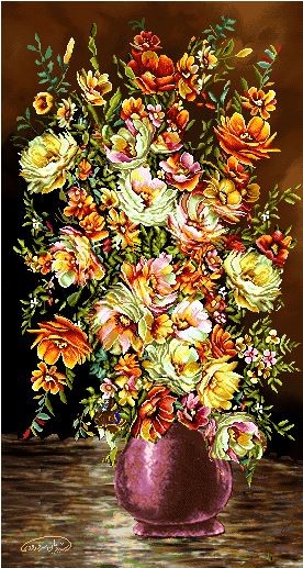 نخ و نقشه تابلو فرش طرح    (کد A23-999) گل و گلدان