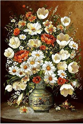 نخ و نقشه تابلو فرش طرح    (کد A23-888) گل و گلدان