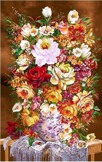 نخ و نقشه تابلو فرش طرح    (کد A23-533) گل و گلدان
