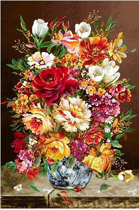نخ و نقشه تابلو فرش طرح    (کد A23-522) گل و گلدان