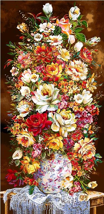 نخ و نقشه تابلو فرش طرح    (کد A23-433) گل و گلدان