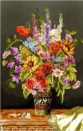 نخ و نقشه تابلو فرش طرح    (کد A23-366) گل و گلدان