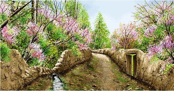 نخ و نقشه تابلو فرش طرح منظره (کد H6-138) طبیعت