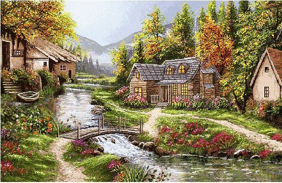 نخ و نقشه تابلو فرش طرح منظره (کد H6-154) طبیعت