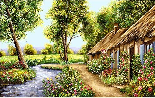 نخ و نقشه تابلو فرش طرح منظره (کد H6-155) طبیعت
