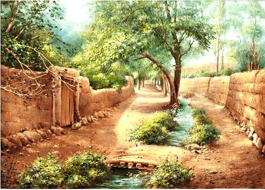 نخ و نقشه تابلو فرش طرح منظره (کد H6-163) طبیعت