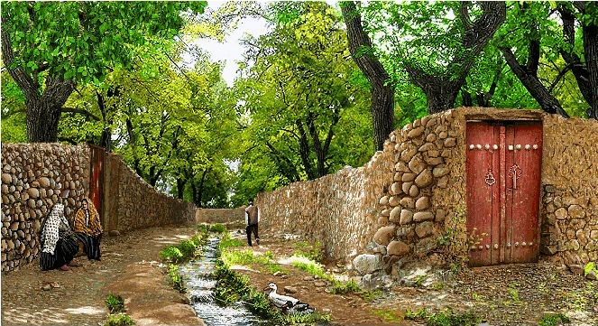 نخ و نقشه تابلو فرش طرح منظره (کد H6-349) طبیعت