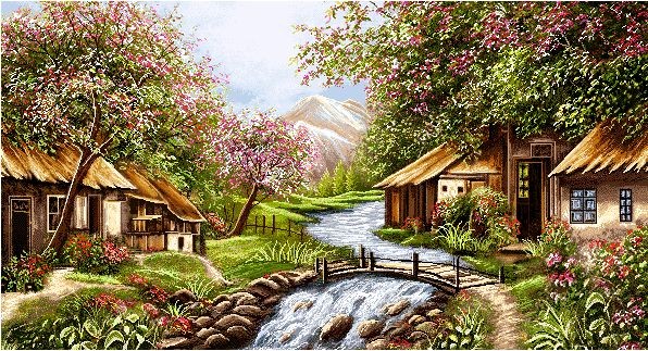 نخ و نقشه تابلو فرش طرح منظره (کد H6-352) طبیعت