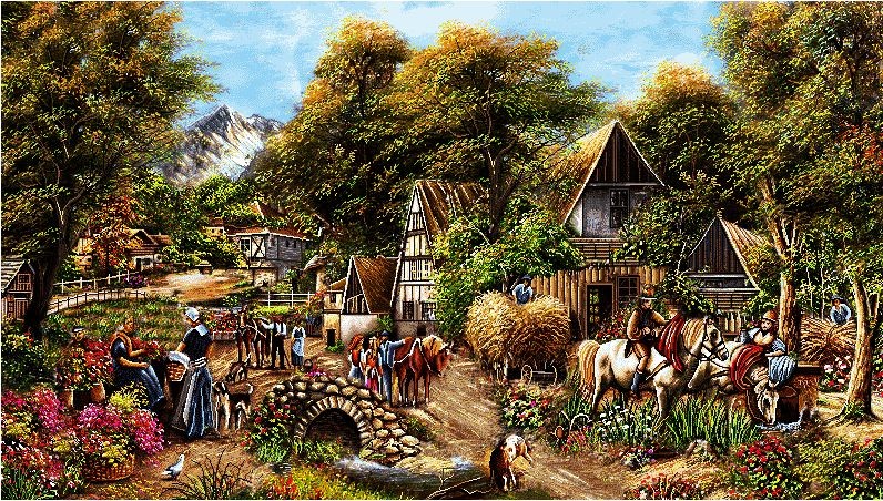 نخ و نقشه تابلو فرش طرح منظره (کد H6-386) طبیعت
