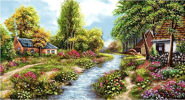 نخ و نقشه تابلو فرش طرح منظره (کد H6-387) طبیعت