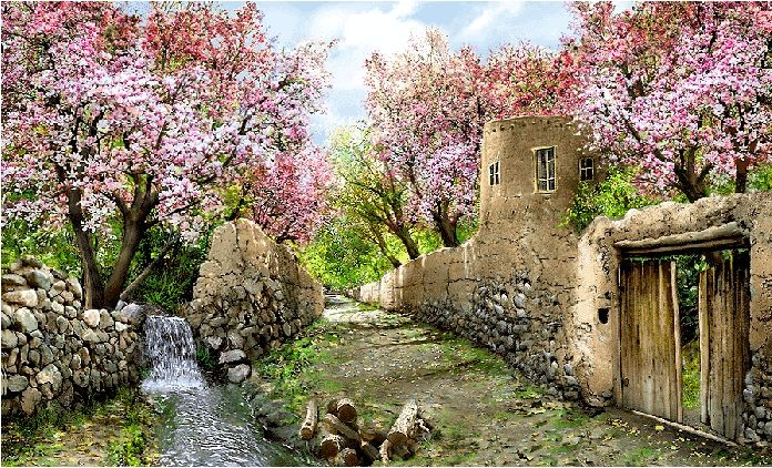نخ و نقشه تابلو فرش طرح منظره (کد H6-399) طبیعت