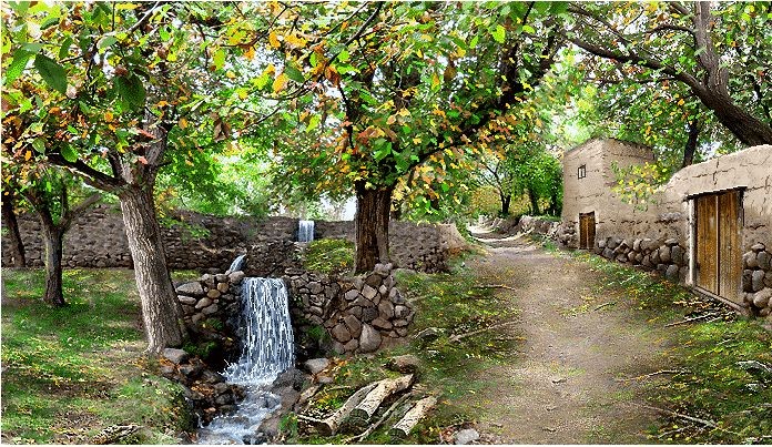نخ و نقشه تابلو فرش طرح منظره (کد H6-404) طبیعت