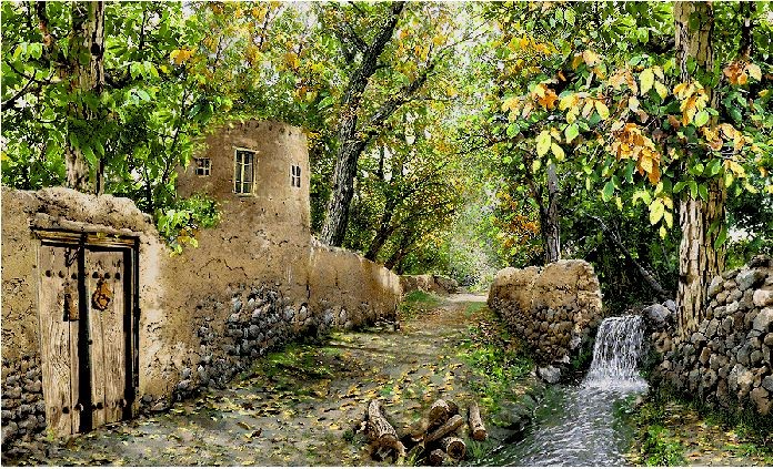 نخ و نقشه تابلو فرش طرح منظره (کد H6-497) طبیعت