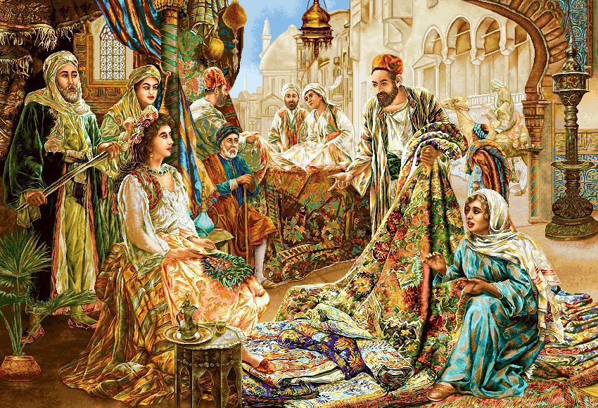 نخ و نقشه تابلو فرش طرح کد حجره فرش فروشی جدید  ( H5-519)