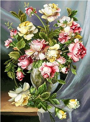 نخ و نقشه تابلو فرش طرح    (کد A11-299) گل وگلدان
