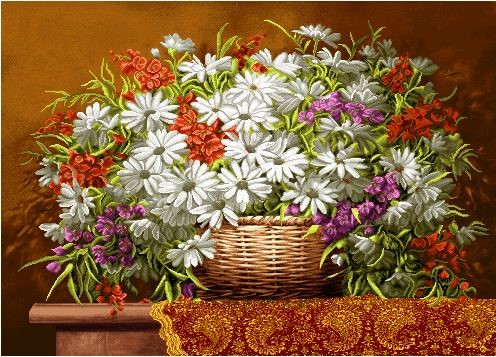 نخ و نقشه تابلو فرش طرح    (کد A11-788) گل وگلدان
