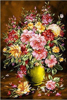 نخ و نقشه تابلو فرش طرح    (کد A12-377) گل وگلدان