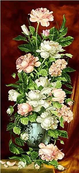نخ و نقشه تابلو فرش طرح    (کد A14-199) گل وگلدان