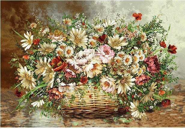نخ و نقشه تابلو فرش طرح    (کد A14-799) گل وگلدان